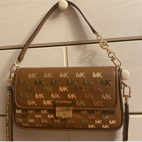 NEW Michael Kors Bradshaw_ Small Embellished Brown Crossbody Bag - Picture 6 of 10